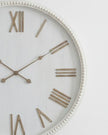 Large rustic white clock with beaded frame, decorative wall clock by Hill Interiors, featuring vintage-inspired design and elegant details.