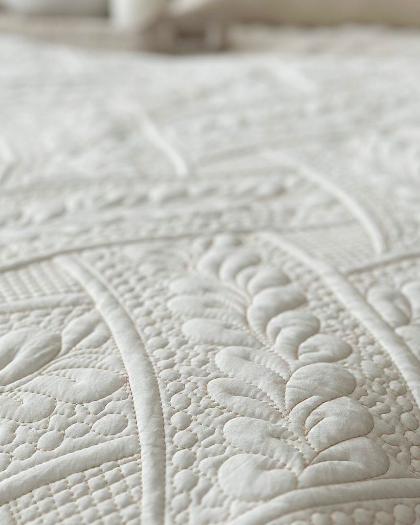 Cream Luxury Linen Bed Runner Quilt