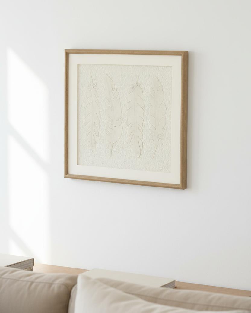 White feather wall art by Hill Interiors in a frame, perfect for elegant home decor and wall decoration.