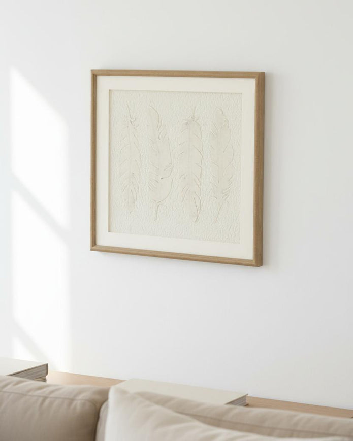 White feather wall art by Hill Interiors in a frame, perfect for elegant home decor and wall decoration.