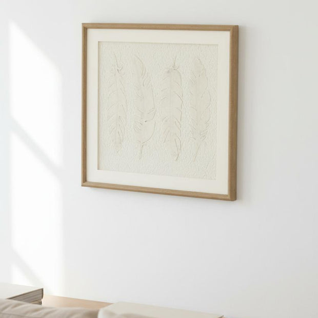 White feather wall art by Hill Interiors in a frame, perfect for elegant home decor and wall decoration.
