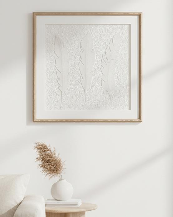 White feather wall art by Hill Interiors in a frame, suitable for elegant home decor or gallery wall displays.