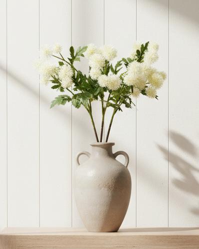 Artificial Cream Globe Thistle Spray from Hill Interiors, realistic floral stem with cream-colored globe-shaped flower heads.