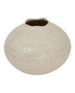 Zaffera Ivory Caldron textured vase by Hill Interiors, decorative ceramic vase with a rounded shape and intricate surface design.