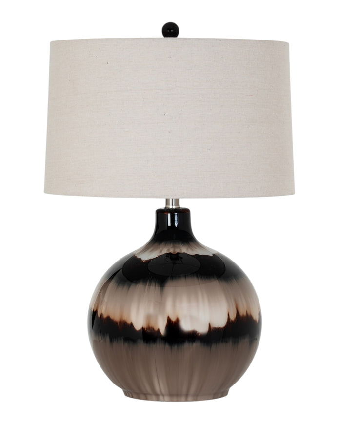 Chocolate brown glass lamp from Hill Interiors, showcasing a stylish lighting fixture with a smooth glass finish and modern design.