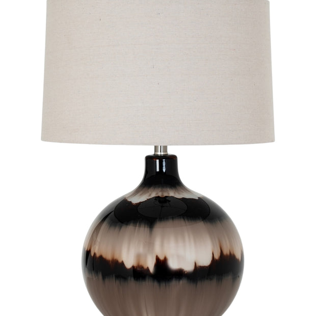 Chocolate brown glass lamp from Hill Interiors, showcasing a stylish lighting fixture with a smooth glass finish and modern design.
