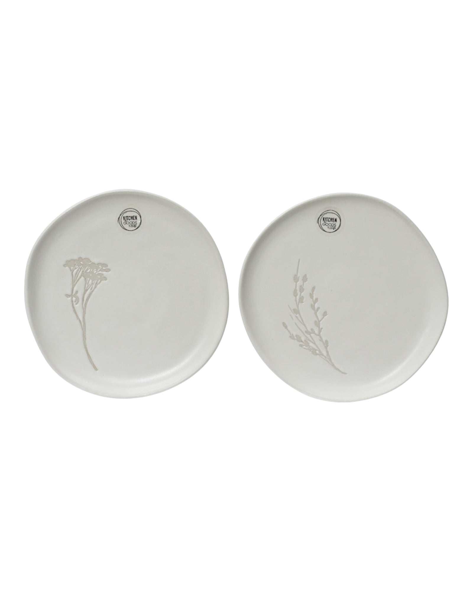 Neutral Floral Breakfast Plates - Set of Two