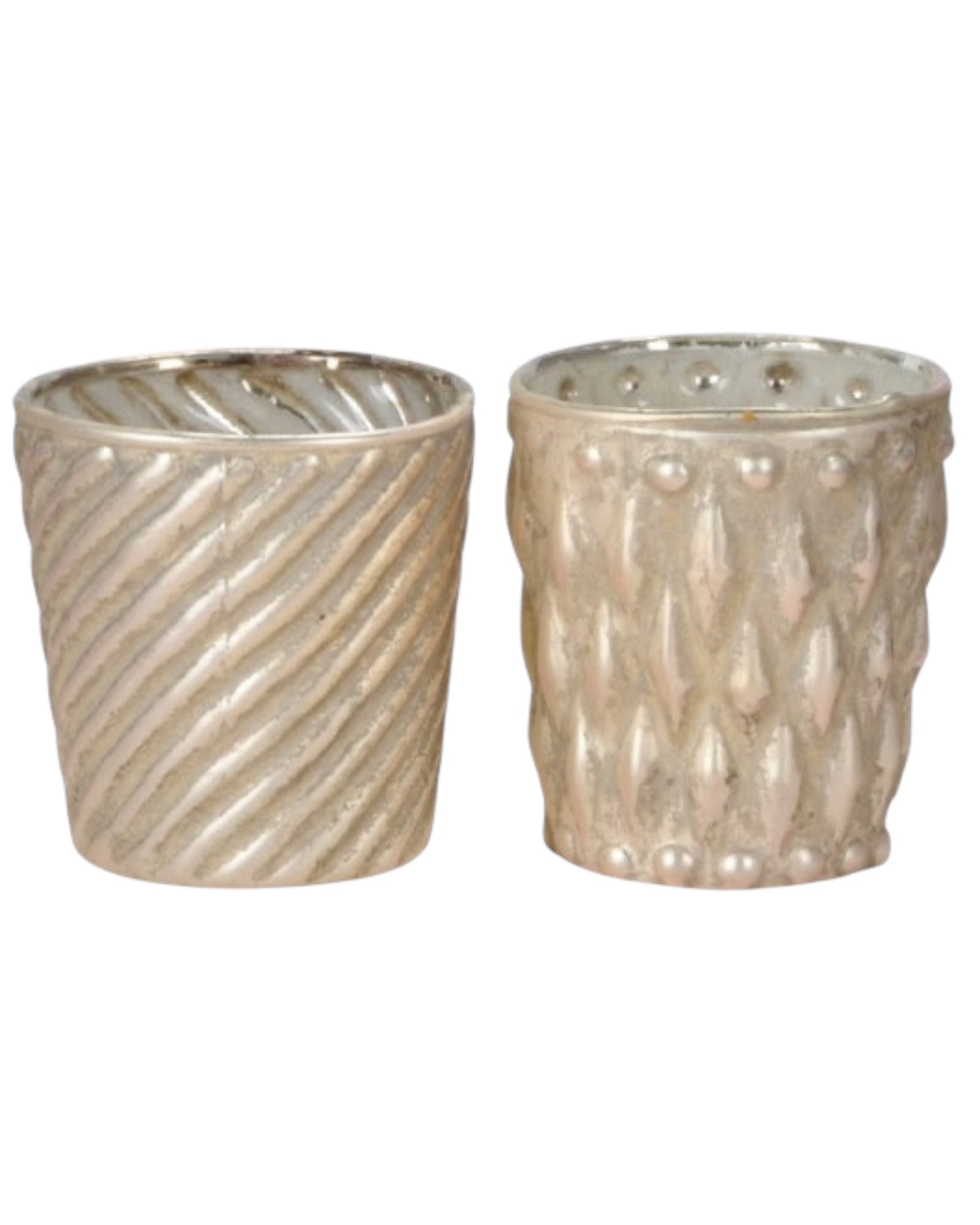 Beige Glass Tea Light Holder