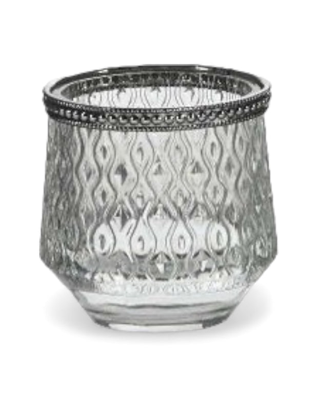 Glass Patterned Tealight Candle Holder