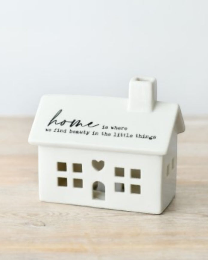 White Ceramic LED Light Up House