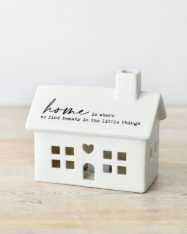 White Ceramic LED Light Up House