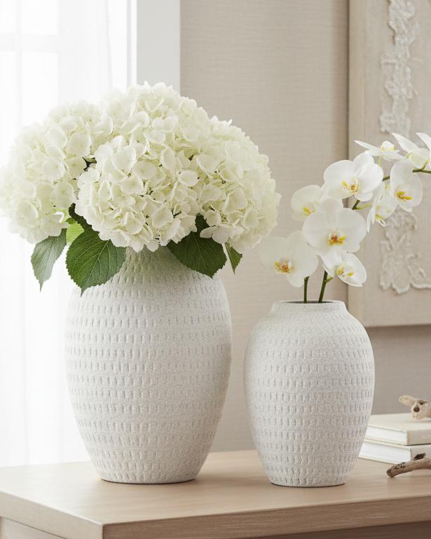 Ashen white matte tall vase from Hill Interiors, featuring a sleek, modern design perfect for elegant home decor.