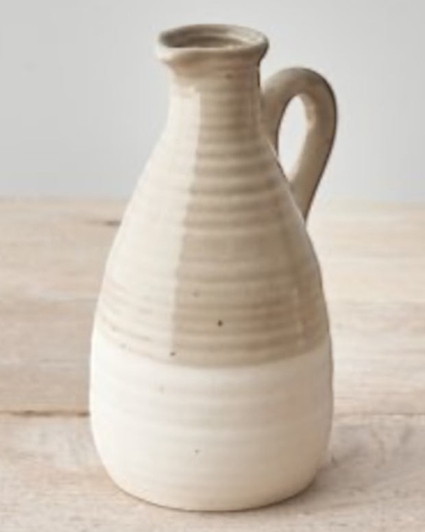 Ceramic Cream Two Tone Bud Vase