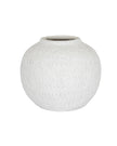 Ashen white matte round vase from Hill Interiors, showcasing smooth finish and contemporary design for home decor.