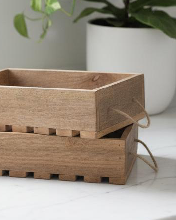 Wooden slatted crate from Gainsborough Giftware, ideal for home decor and storage, with a rustic natural wood finish.