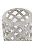 Stone lattice hurricane lantern by Hill Interiors, decorative home decor piece with intricate stone design and glass enclosure.