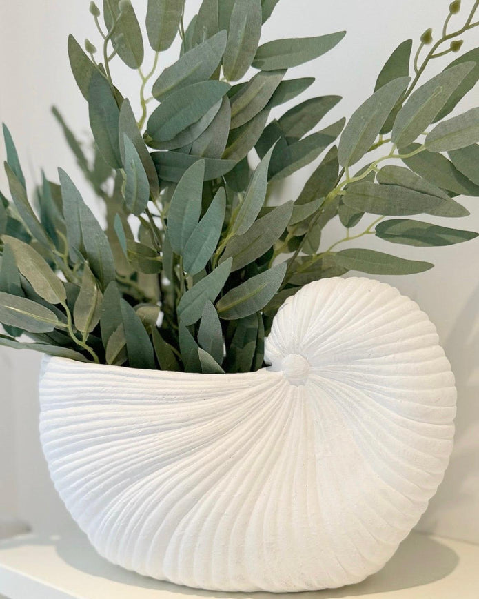 Large white matte shell vase from Heaven Sends, featuring a smooth, rounded design suitable for elegant home decor.