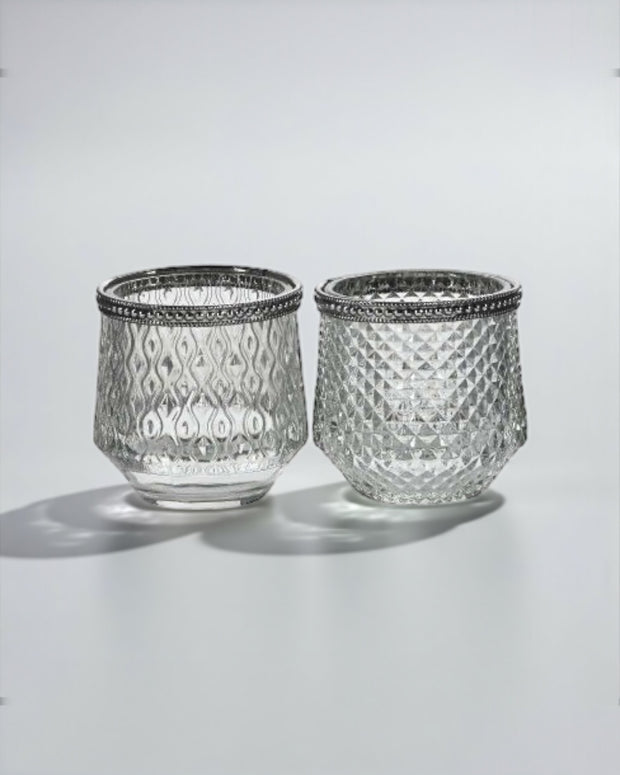 Glass Patterned Tealight Candle Holder