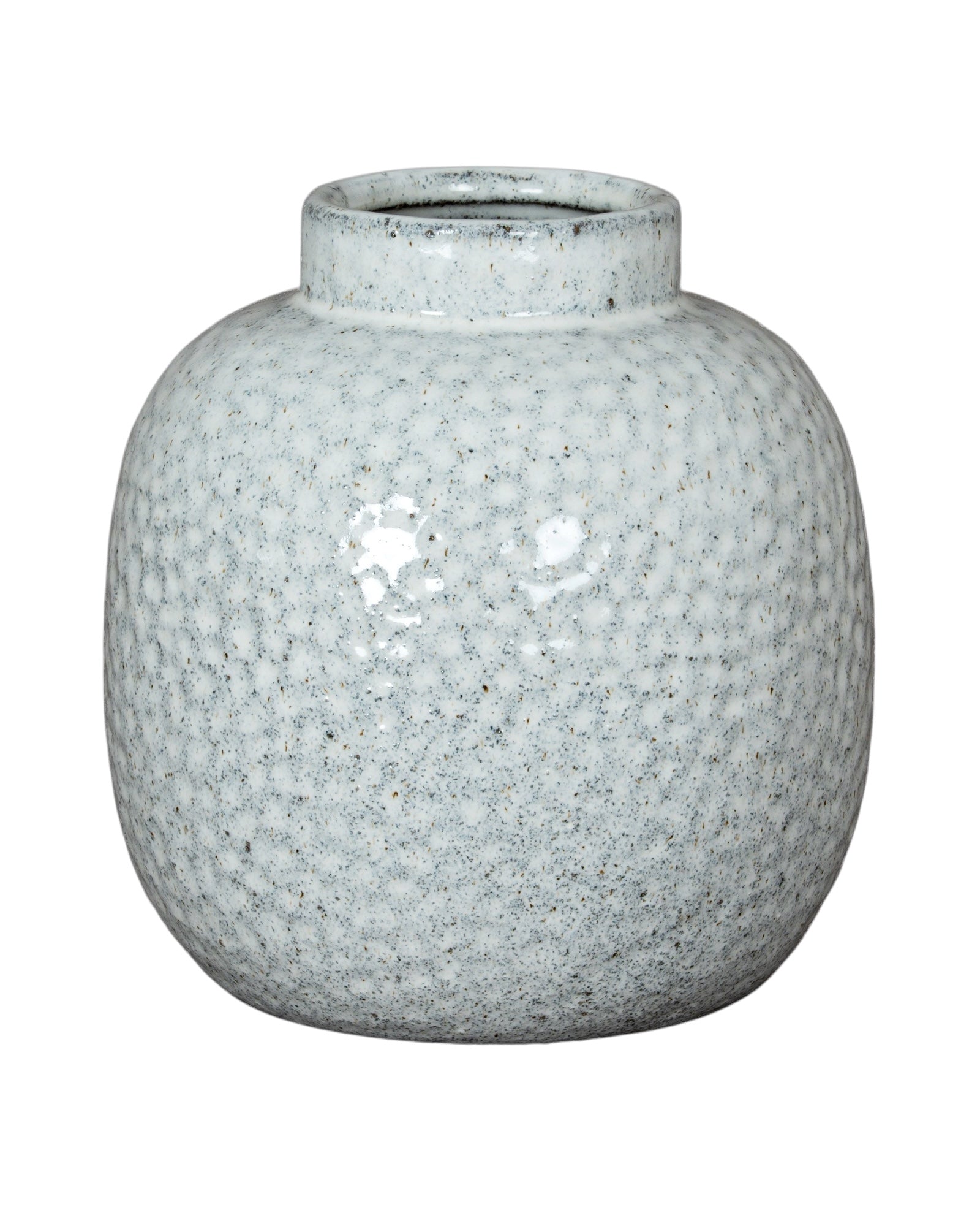 White glazed Cairn Dimple Vase by Hill Interiors, featuring a smooth, rounded design with textured dimples for decorative display.
