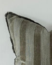 Olive green striped square cushion cover from Ellenvale Trade, soft furnishings, with a textured fabric and modern design.