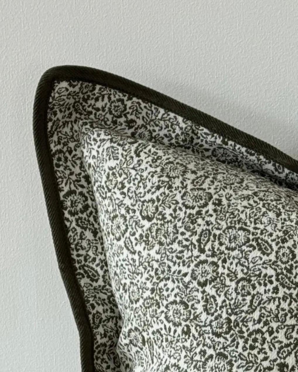 Olive green square cushion cover from Ellenvale Trade, soft furnishings with a textured fabric and modern design.