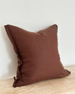 Dark brown ruffle square linen blend cushion cover by Ellenvale Trade, soft furnishings, showcasing textured ruffle details.