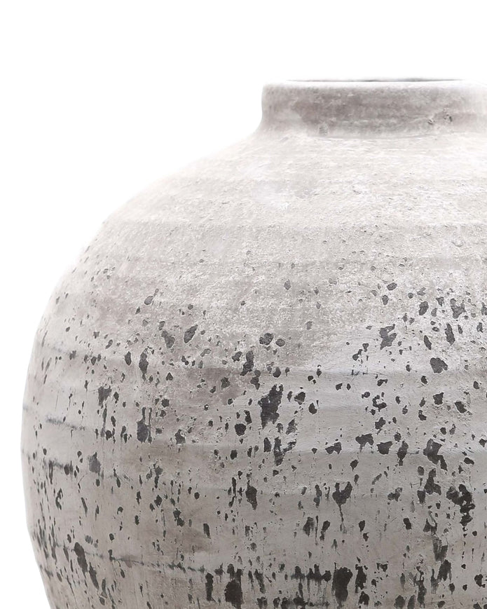 Aegean Tiber Matt Neutral Stone Vase by Hill Interiors, showcasing a matte finish and neutral stone color with a smooth, rounded shape.