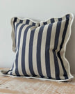 Navy blue Chloe square scalloped cushion cover by Ellenvale Trade, soft furnishings with elegant scalloped edges on fabric.