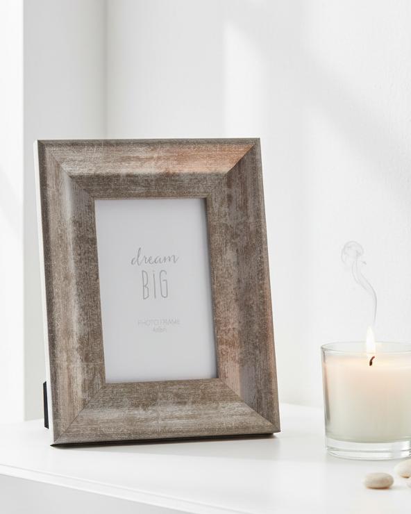 Silver wooden photo frame with a wide border, featuring a sleek design perfect for displaying photographs.