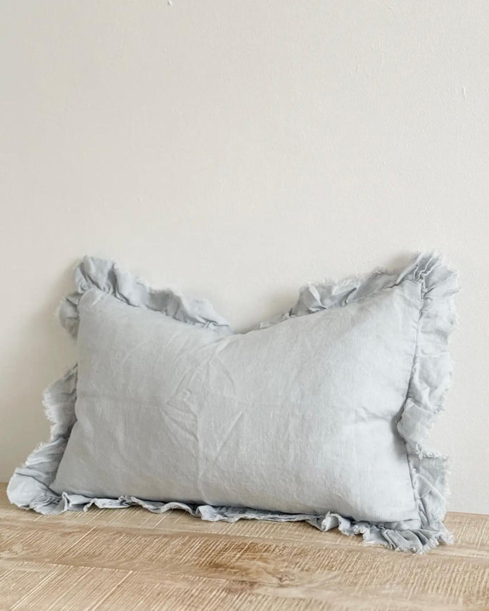 Ocean blue rectangular cotton cushion cover with soft, textured fabric from Ellenvale Trade, perfect for stylish home decor.