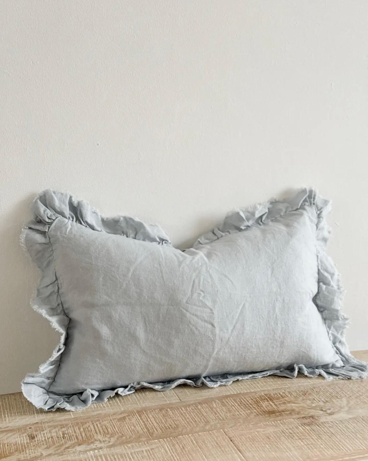 Ocean blue rectangle cotton cushion cover from Ellenvale Trade, soft furnishings with a stylish, textured design.