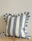 Blue and white striped cotton blend cushion cover from Ellenvale Trade, featuring luxury soft furnishings for stylish home decor.