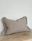 Chocolate brown pinstripe cushion cover in rectangle shape by Ellenvale Trade, featuring soft furnishings design with a stylish pinstripe pattern.
