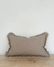 Chocolate brown Darcy pinstripe cushion cover by Ellenvale Trade, rectangular soft furnishing with subtle pinstripe pattern.