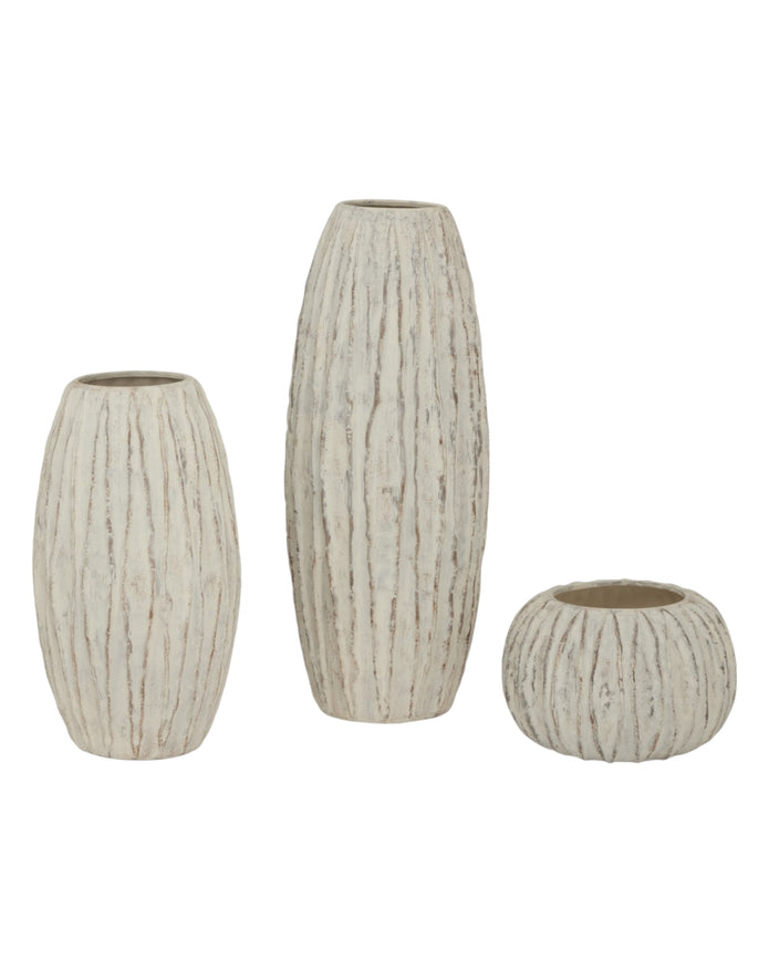 Large round Fin vase by Hill Interiors, decorative ceramic vase with a smooth finish and modern design for home decor.
