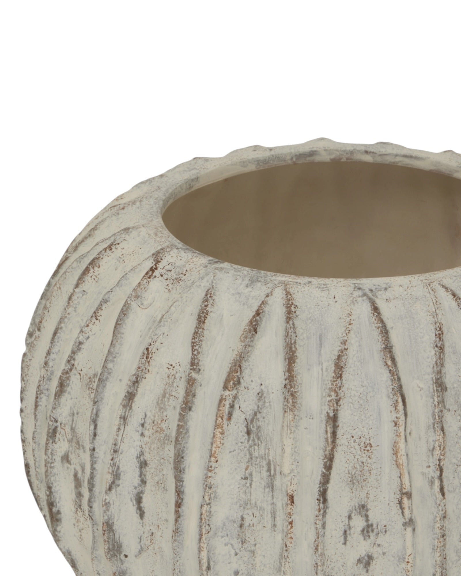 Large round Fin vase by Hill Interiors, elegant ceramic vase with a smooth finish, perfect for decorative floral arrangements.
