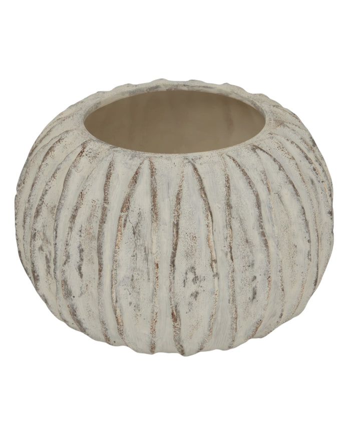 Large round Fin vase by Hill Interiors featuring a sleek, modern design with a smooth finish, ideal for contemporary home decor.