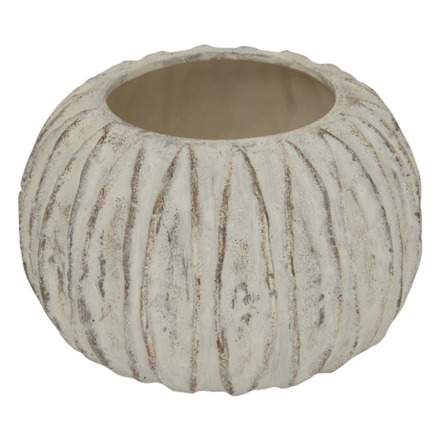 Large round Fin vase by Hill Interiors featuring a sleek, modern design with a smooth finish, ideal for contemporary home decor.