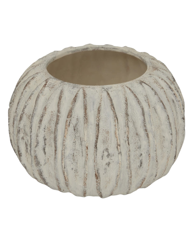 Large round Fin vase by Hill Interiors featuring a sleek, modern design with a smooth finish, ideal for contemporary home decor.