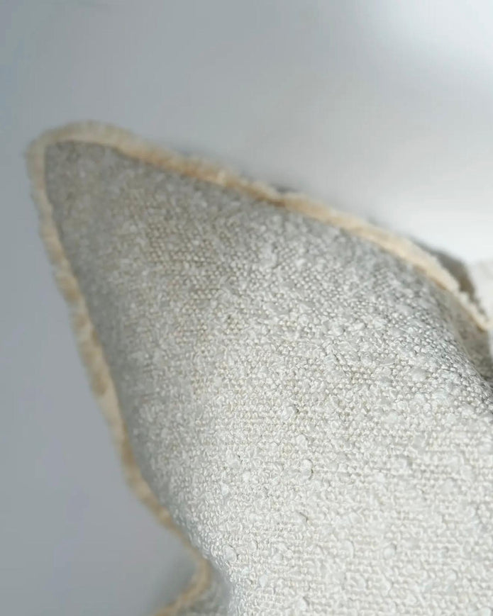 Cream neutral square Sofia Boucle cushion cover by Ellenvale Trade featuring soft boucle fabric and a modern square design.