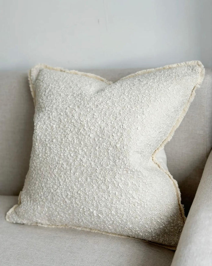 Cream neutral square Sofia Boucle cushion cover from Ellenvale Trade, featuring soft boucle fabric and clean, modern design.