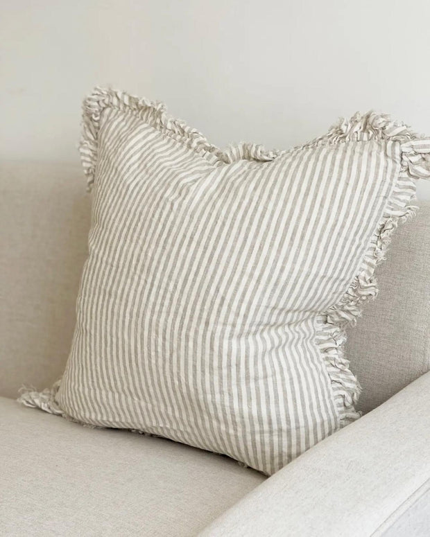 Ellenvale Trade Hallie natural beige pinstripe cushion cover in extra large size, showcasing soft fabric and elegant pinstripe pattern.
