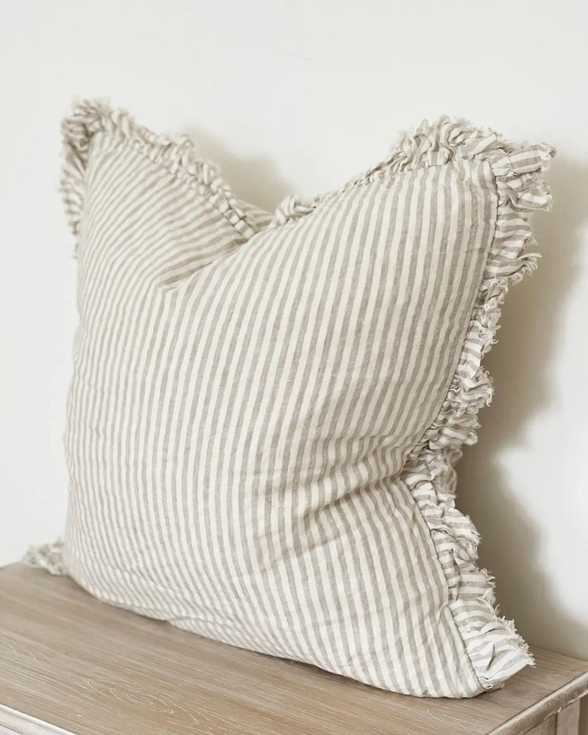 Natural beige pinstripe cushion cover from Ellenvale Trade, extra large size, soft furnishings with a stylish, understated design.
