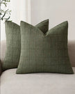 Olive Green Woven Square Design Cushion Cover - PRE ORDER TWO WEEK DELIVERY