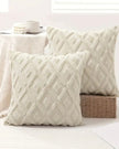 Cream Diamond Woven Design Cushion Cover - PRE ORDER TWO WEEK DELIVERY