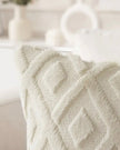 Cream Diamond Woven Design Cushion Cover - PRE ORDER TWO WEEK DELIVERY