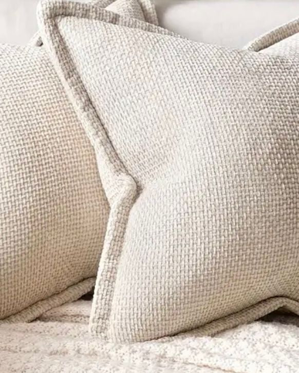 Cream Woven Design Cushion Cover - PRE ORDER TWO WEEK DELIVERY