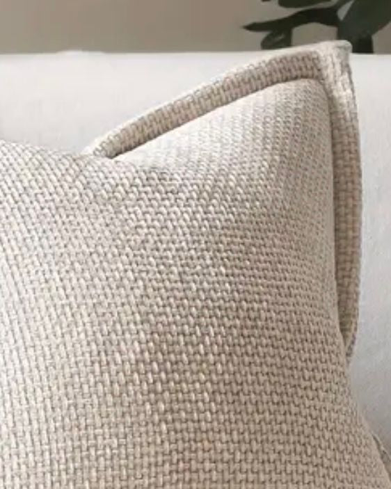 Cream Woven Design Cushion Cover - PRE ORDER TWO WEEK DELIVERY