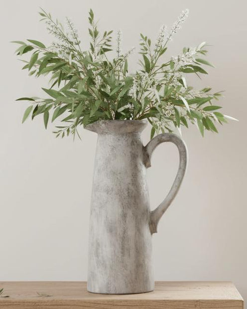Athena Stone Tall Earthenware Vase by Hill Interiors, featuring a textured stone finish and tall, elegant shape.