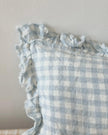 Ocean blue rectangle gingham cushion cover by Ellenvale Trade, soft furnishing with a classic checkered pattern.
